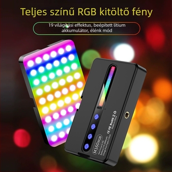 LED töltőfény M160 RGB – Hordozható kézbevehető LED világítás élő adásokhoz és fotózáshoz, beépített akkumlátor, állítható színhőmérséklet 2500K–9900K