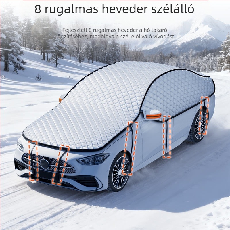 Autó hótakaró új energia járművekhez — téli árnyékoló az első szélvédőhöz, hosszított kivitel, univerzális illeszkedés, beépített telepítés, tömeg 2600 g, anyag: alumíniumfólia + permetezett gyapot + nem szőtt anyag