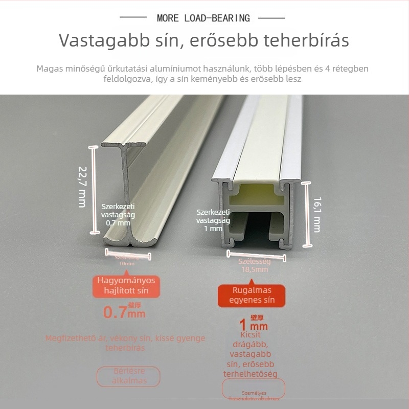 Csendes függöny sín balkont keresztül, kígyó formájú vezető, görbült U- és L-alakú sín, alumínium ötvözet, testreszabható