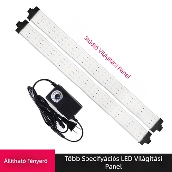 Alumínium-konstrukciójú stúdió világító panel LED-szalaggal, lágy fény, lépésmentes fényerő-szabályzás, 22W, 7–12V