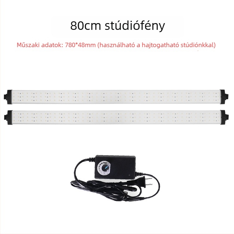Alumínium-konstrukciójú stúdió világító panel LED-szalaggal, lágy fény, lépésmentes fényerő-szabályzás, 22W, 7–12V