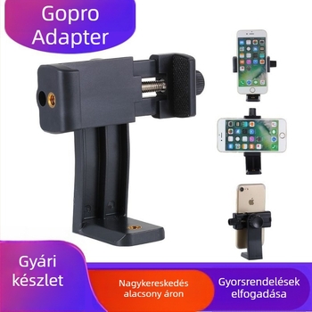 Asztali telefon-tartó 360°-os forgással és hot shoe klippel – univerzális, műanyag, teherbírás 2–5 kg