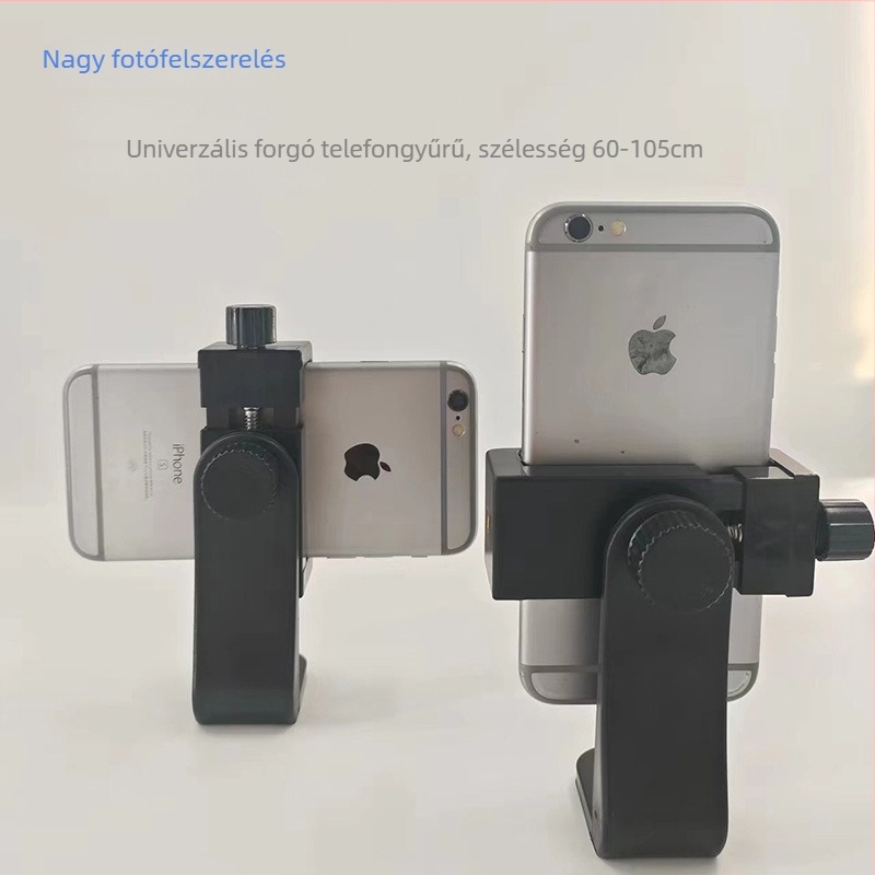 Asztali telefon-tartó 360°-os forgással és hot shoe klippel – univerzális, műanyag, teherbírás 2–5 kg