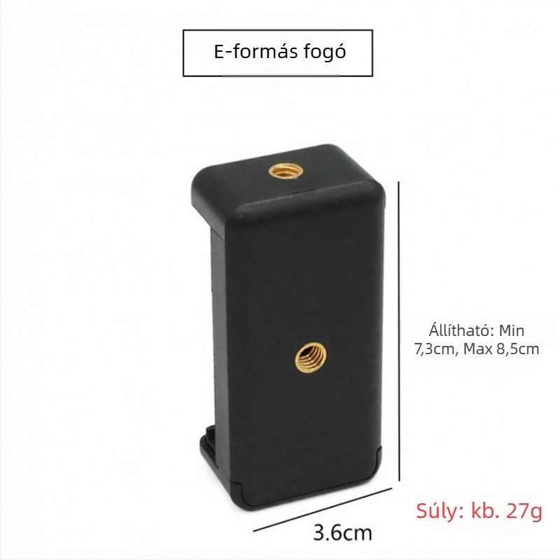 Asztali telefon-tartó 360°-os forgással és hot shoe klippel – univerzális, műanyag, teherbírás 2–5 kg
