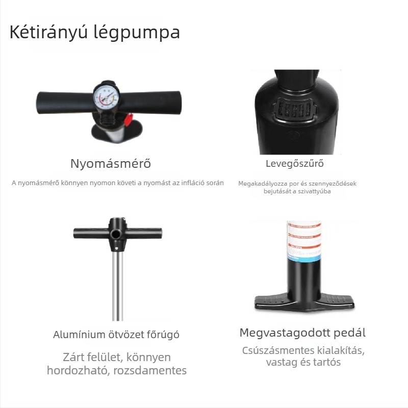 Kétirányú nagy nyomású kézi pumpa felfújható SUP-hoz, kajakhoz, jóga matracokhoz és szörfdeszkákhoz — hordozható