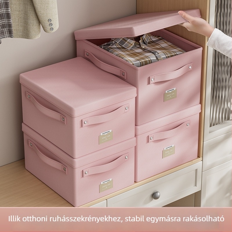 Ruhatároló textil tároló doboz, összecsukható, 60 L kapacitás, szatén anyag, új kínai-stílusú dizájn, nappali és hálószoba számára
