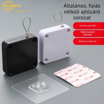 35 modellű otthoni faajtó záró — csendes, fúrás nélküli, automatikus zárócsukó csúszóajtókhoz, állítható csillapítóval és húzózsinórral