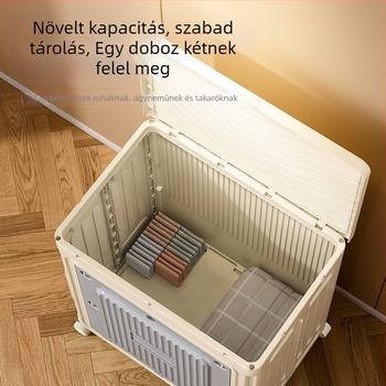 Ruhatár tároló doboz – összehajtható, hordozható kerékkel, polipropilén kivitel, 5–10 L kapacitás