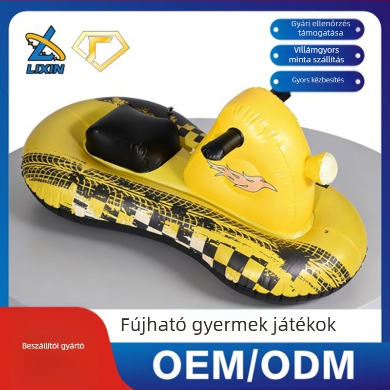 Személyre szabott gyerekeknek készült felfújható ülő játék — PVC anyag, rajzfilmszerű motorkerékpár, vízi játék