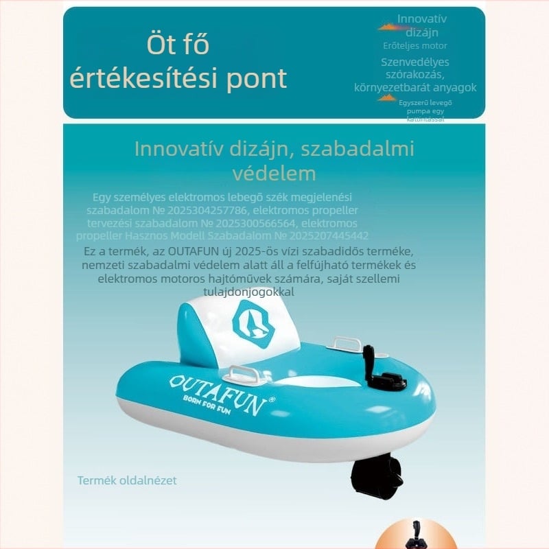 Elektromos, egy személyes, felfújható vízfelület forgó meghajtóval — környezetbarát PVC, teherbírás 180–200 kg, outafun