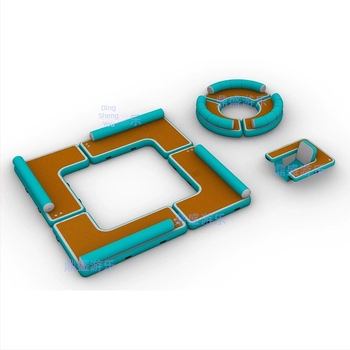 Felfújható vízre szánt platforma vízen jóga matrával és pihenőzónával (csiszolt anyag, stresszoldás, testre szabott, modell 665, alkalmas helyszíni szórakoztatásra és vízisportokra)