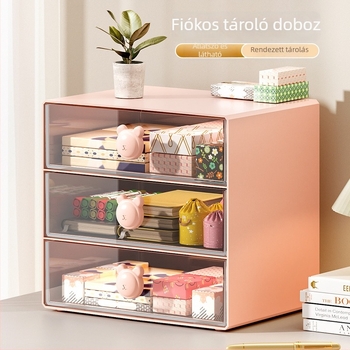 Asztali tároló doboz rekeszekkel – fióktípus, műanyag, S-stílus, többszintű
