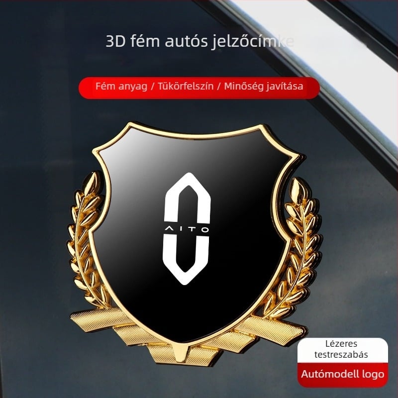 Cinkötvözetből készült oldalsó jelvény búzakalász motívummal, AITO M5/M7/M8/M9 járművekhez, fém karosszéria-díszítés, ragasztóval