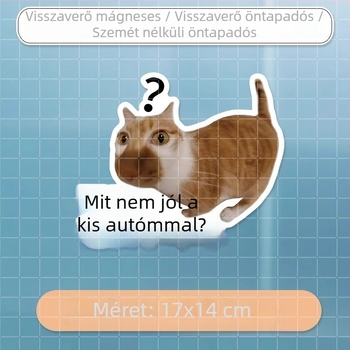 Autó karosszéria matricák meme macska dizájnnal – mókás szövegek, vízálló, hátulra és oldalra alkalmas