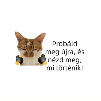 Autó karosszéria matricák meme macska dizájnnal – mókás szövegek, vízálló, hátulra és oldalra alkalmas