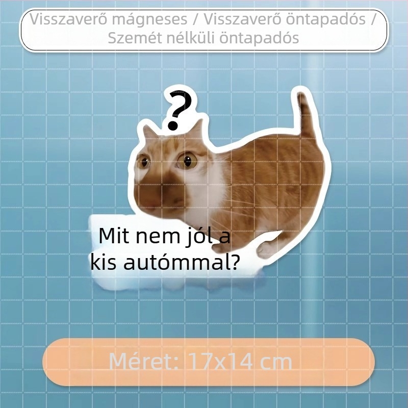 Autó karosszéria matricák meme macska dizájnnal – mókás szövegek, vízálló, hátulra és oldalra alkalmas