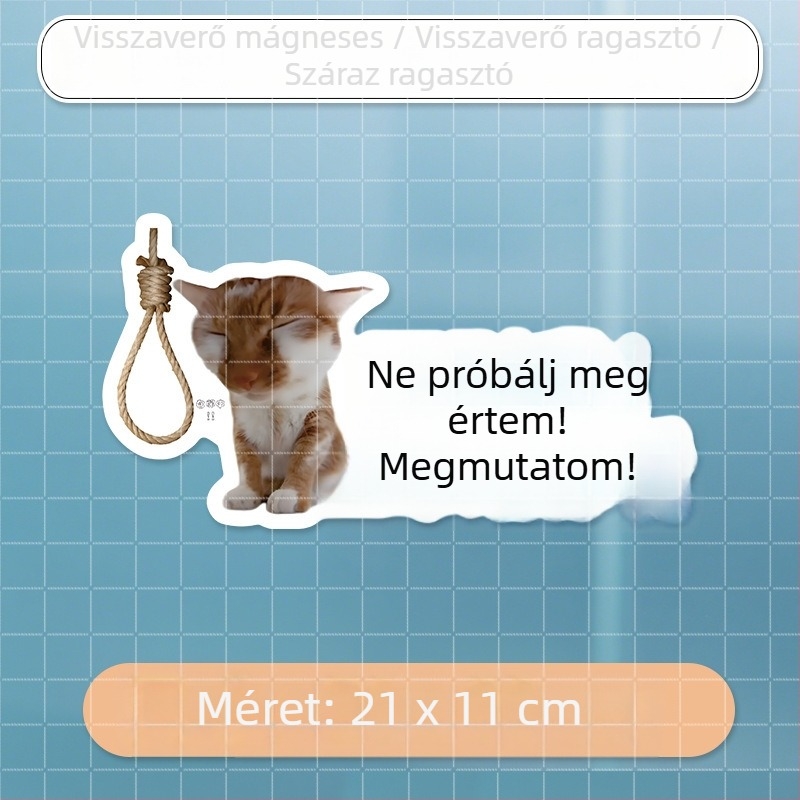 Autó karosszéria matricák meme macska dizájnnal – mókás szövegek, vízálló, hátulra és oldalra alkalmas