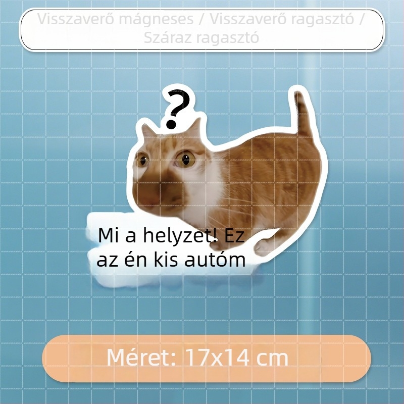 Autó karosszéria matricák meme macska dizájnnal – mókás szövegek, vízálló, hátulra és oldalra alkalmas