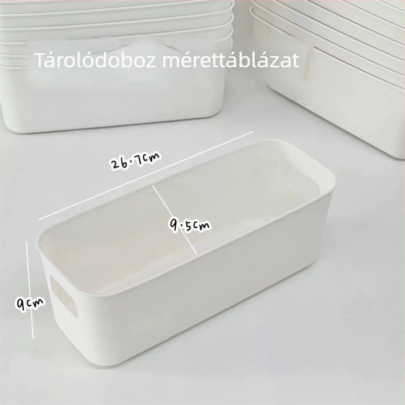 Asztali tároló kozmetikumokhoz és rendezéshez a fiókokban, hosszúkás téglalap alakú műanyag fedél nélküli szervező