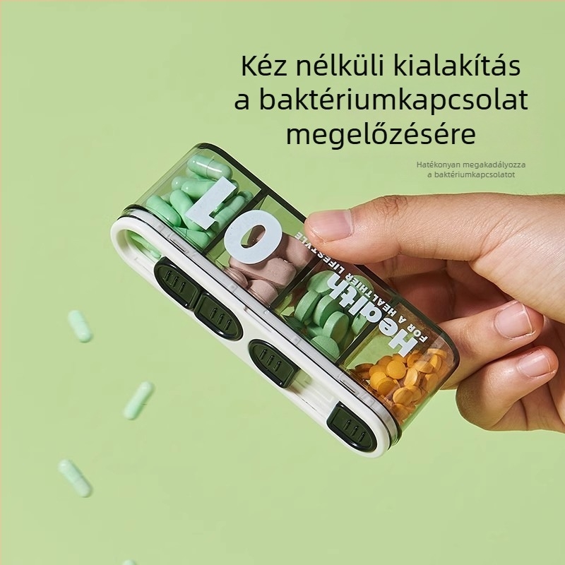 Jingyi tabletta-doboz rekeszekkel, lezárt, utazáshoz, kapacitás 18 L, PP+ABS anyag