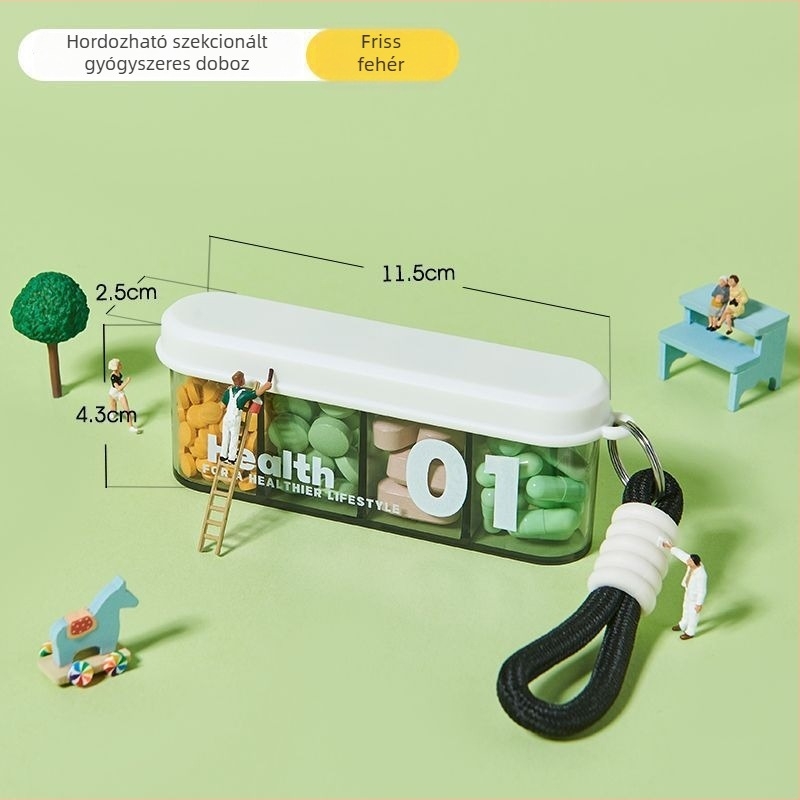 Jingyi tabletta-doboz rekeszekkel, lezárt, utazáshoz, kapacitás 18 L, PP+ABS anyag
