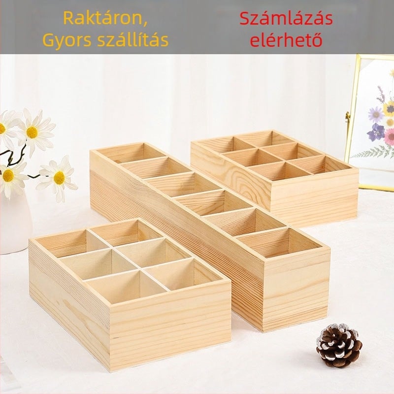 Fából készült asztali rendező osztott rekeszekkel – iratrendező doboz az asztalra, modern minimalist stílus