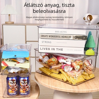Asztali PET tároló doboz fedéllel – Átlátszó, 10 L, Rakható