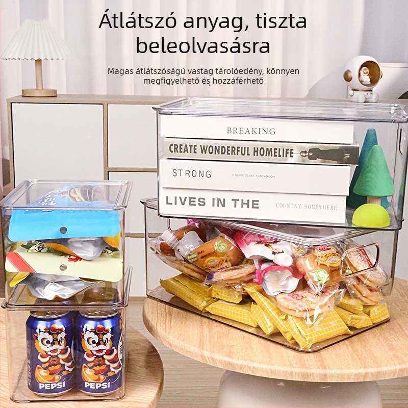 Asztali PET tároló doboz fedéllel – Átlátszó, 10 L, Rakható