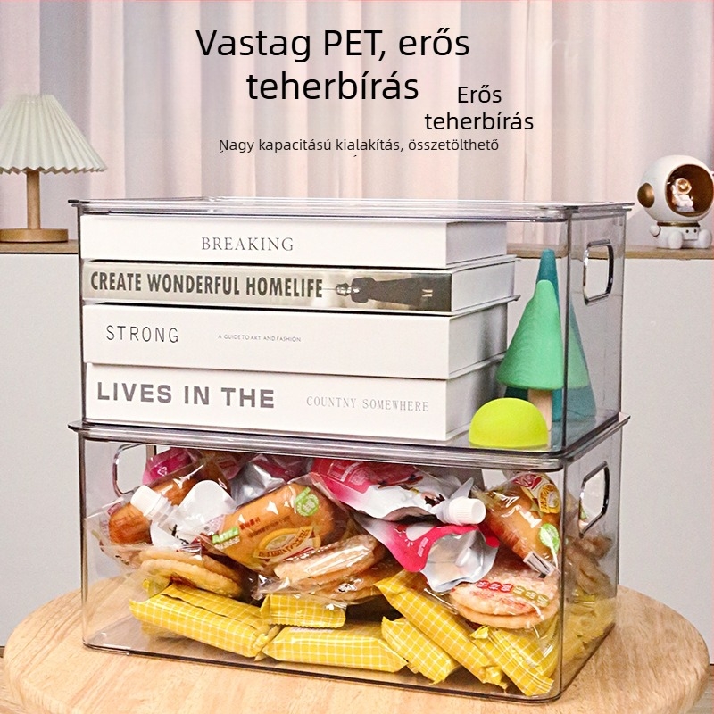 Asztali PET tároló doboz fedéllel – Átlátszó, 10 L, Rakható