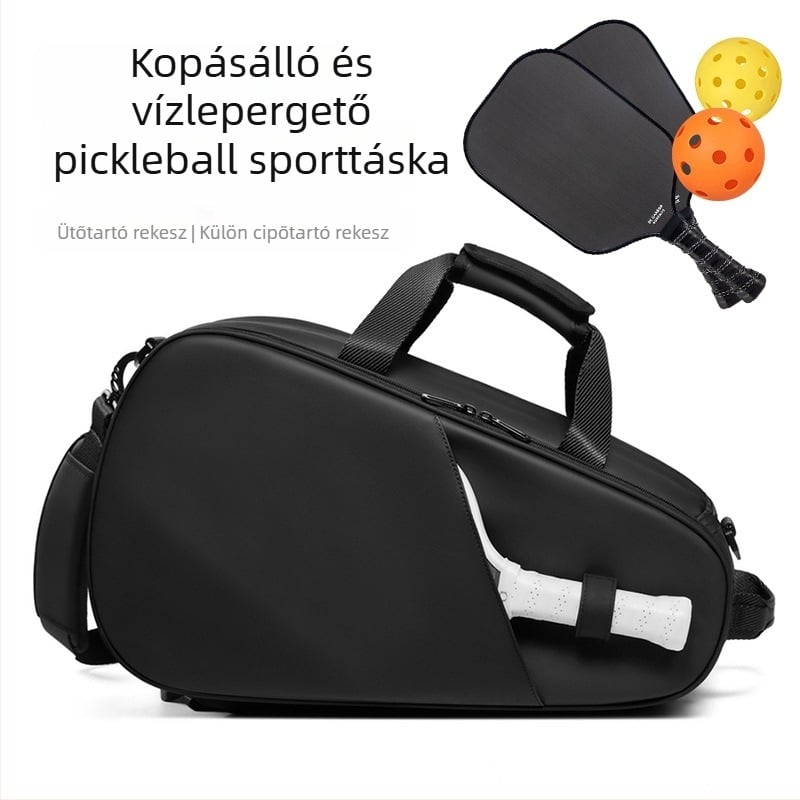 Pickleball tároló hátizsák, uniszex, nagy kapacitású, hordható keresztpánttal vagy háti viselés, nedves– száraz rekesz, badminton és tenisz sporttáska