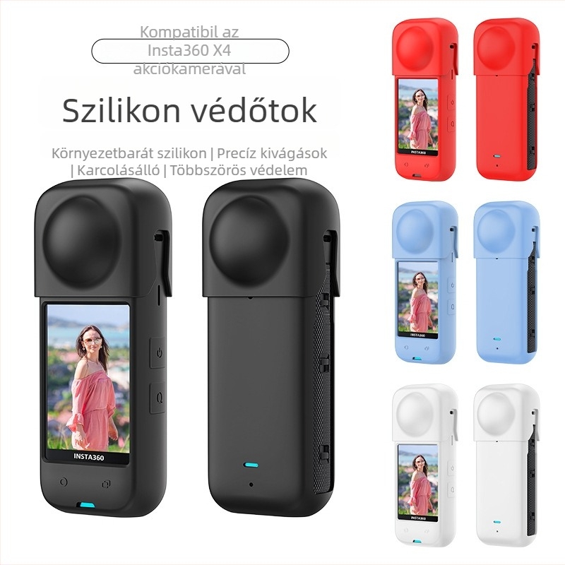 Szilikon védőtok Shadow Stone Insta360 X4-hez – védelem a lencsére és a készülékházra zuhanások és por ellen (OEM feldolgozás)
