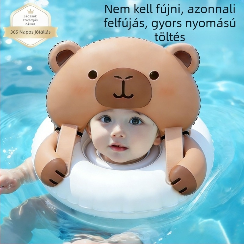 Baba nyakúszó gyűrű, állatmintás PVC, kézi felfújás, 0-3 éves és 3-6 éves korosztály