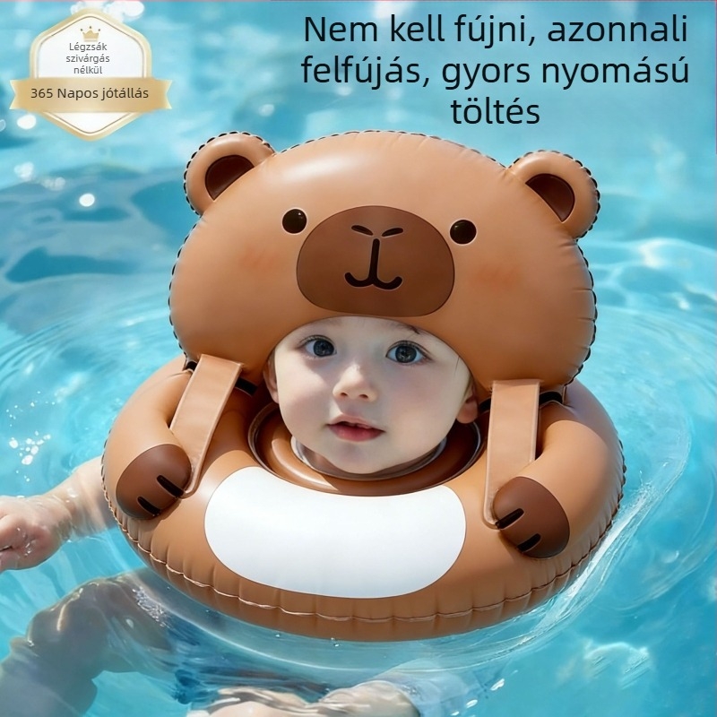 Baba nyakúszó gyűrű, állatmintás PVC, kézi felfújás, 0-3 éves és 3-6 éves korosztály