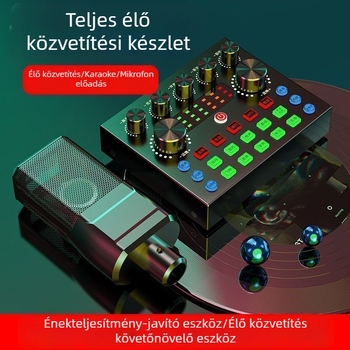 V8S élő közvetítés készlet — teljes készlet hangkártyával a mobil közvetítéshez, influencereknek, univerzális, fejlett