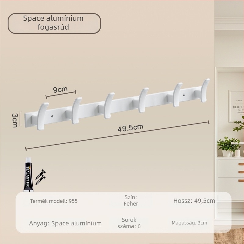 Fali akasztó fürdőszobába és előszobába, modell 955, anyag: space aluminum, felületkezelés: electroplating, stílus: modern minimalizmus