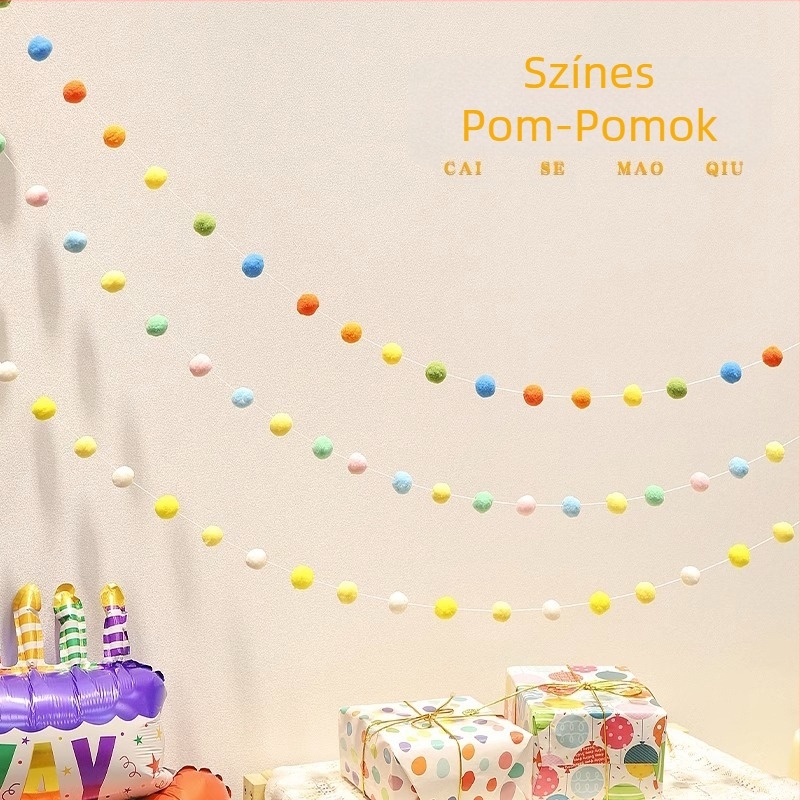 Yan Yan baba születésnapi girland filc anyagú, szalag dekor fotózáshoz és bulikhoz