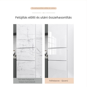 Öntapadós, teljes lefedettségű dekorációs matrica készülékekhez — színváltoztató védőfilm régi hűtőhöz, klímaberendezéshez és mosógéphez.