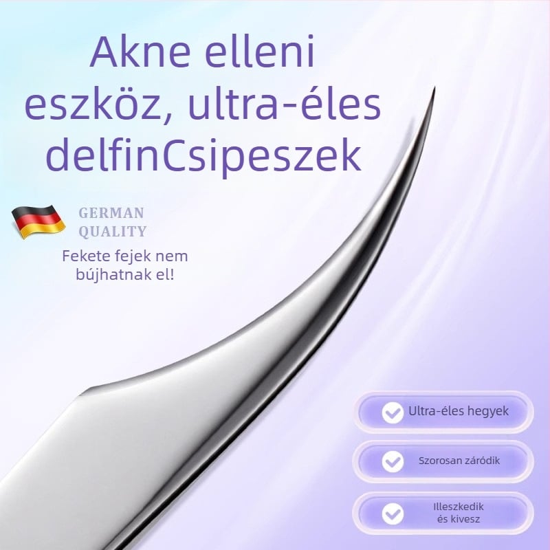 Professzionális kozmetikai eszköz rozsdamentes acélból: sejtes klipsz akné tűvel, delfin alakú csipesszel, származás Yangjiang, 5 éves élettartam