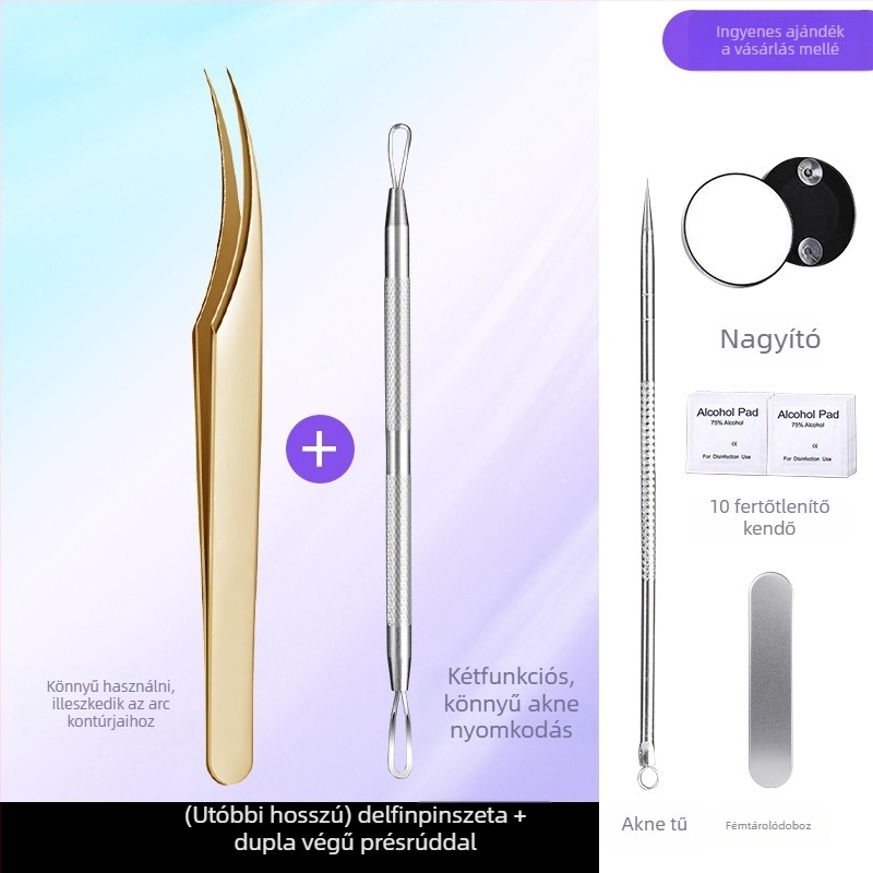 Professzionális kozmetikai eszköz rozsdamentes acélból: sejtes klipsz akné tűvel, delfin alakú csipesszel, származás Yangjiang, 5 éves élettartam