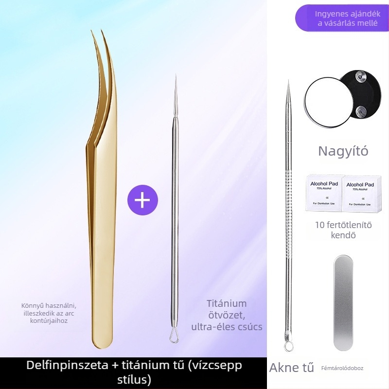 Professzionális kozmetikai eszköz rozsdamentes acélból: sejtes klipsz akné tűvel, delfin alakú csipesszel, származás Yangjiang, 5 éves élettartam