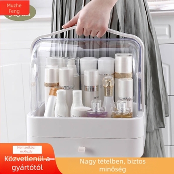 Fiókos kozmetikai tároló asztali használatra, porálló, nagy kapacitású, bőrápolási termékek és ékszerek rendszerezője