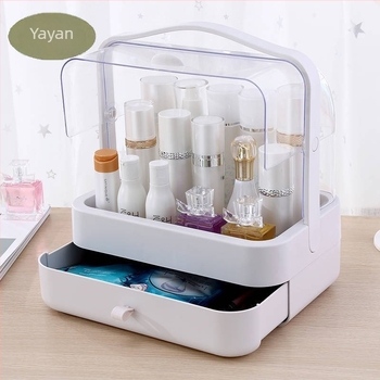 Fiókos kozmetikai tároló asztali használatra, porálló, nagy kapacitású, bőrápolási termékek és ékszerek rendszerezője