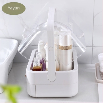 Fiókos kozmetikai tároló asztali használatra, porálló, nagy kapacitású, bőrápolási termékek és ékszerek rendszerezője