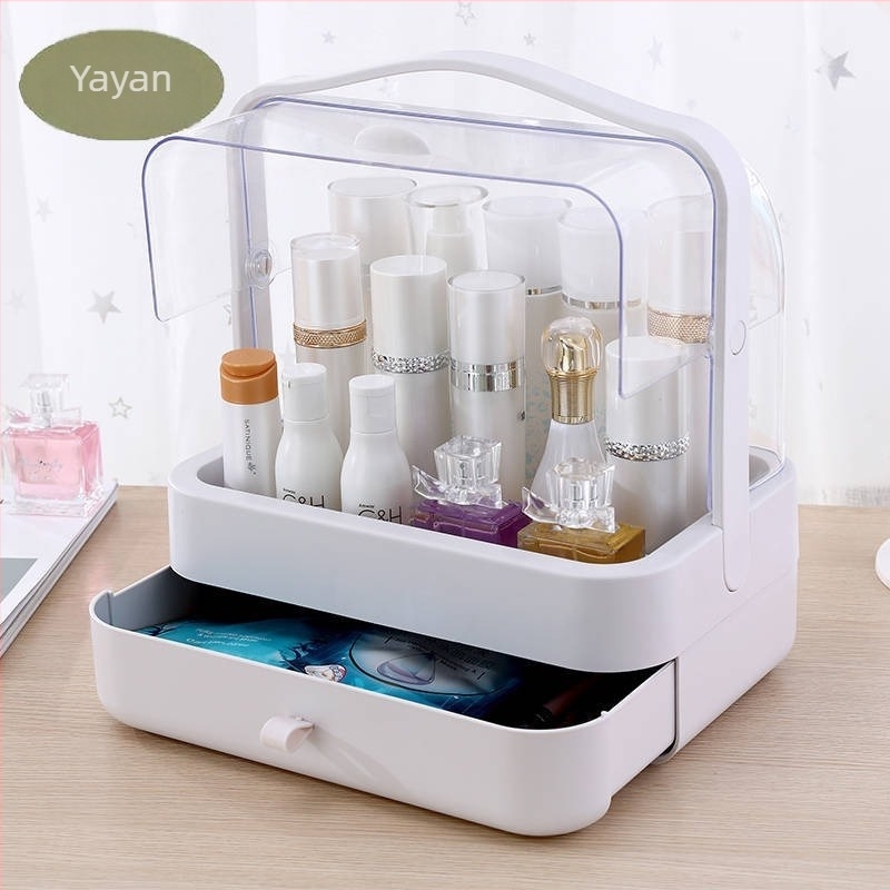 Fiókos kozmetikai tároló asztali használatra, porálló, nagy kapacitású, bőrápolási termékek és ékszerek rendszerezője