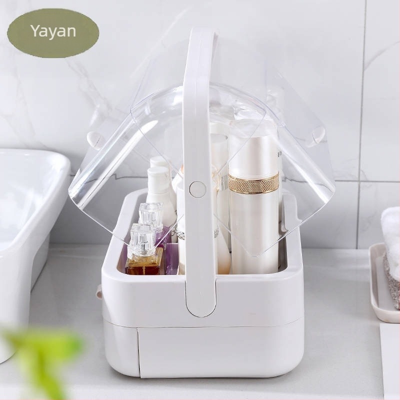 Fiókos kozmetikai tároló asztali használatra, porálló, nagy kapacitású, bőrápolási termékek és ékszerek rendszerezője