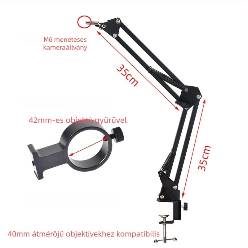 Forgókaros mikroszkóp tartó ipari kamerákhoz teleszkópos összecsukható lencsével, 5x szemlencsével, modell HY-SJBB