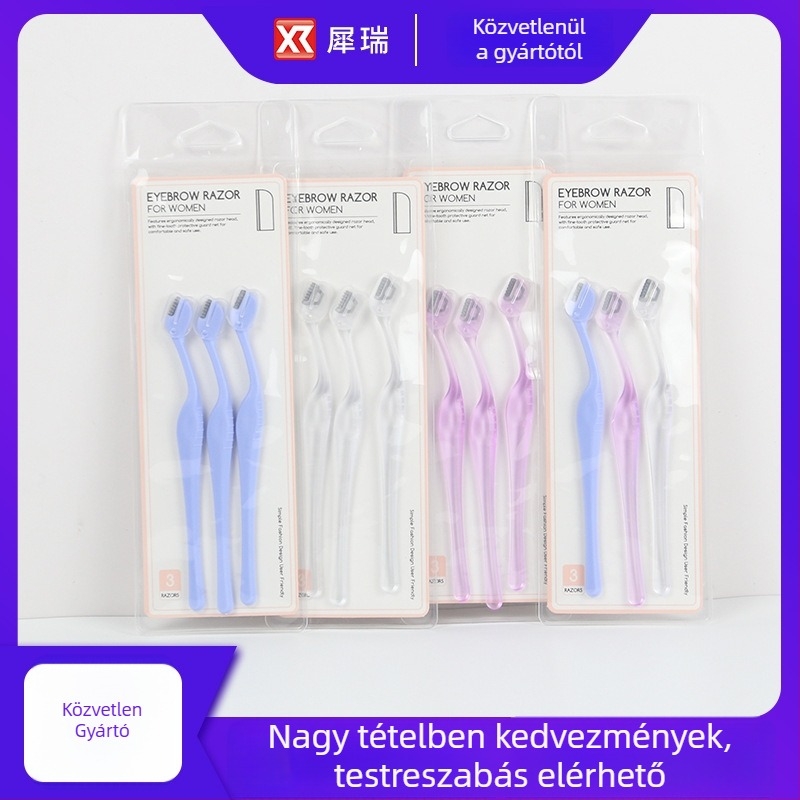 Szemöldöknyíró kés, rozsdamentes acél penge, XR márka, biztonságos kialakítás, licencelhető magáncímke