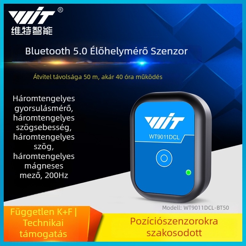 BLE 5.0 dőlésszög-érzékelő: gyorsulásmérő, giroszkóp, magnetométer