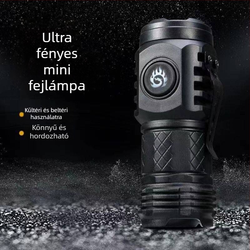 3-LED kompakt elemlámpa, 1800mAh újratölthető akkumulátor, 10W, ABS ház, hatótáv 500 m
