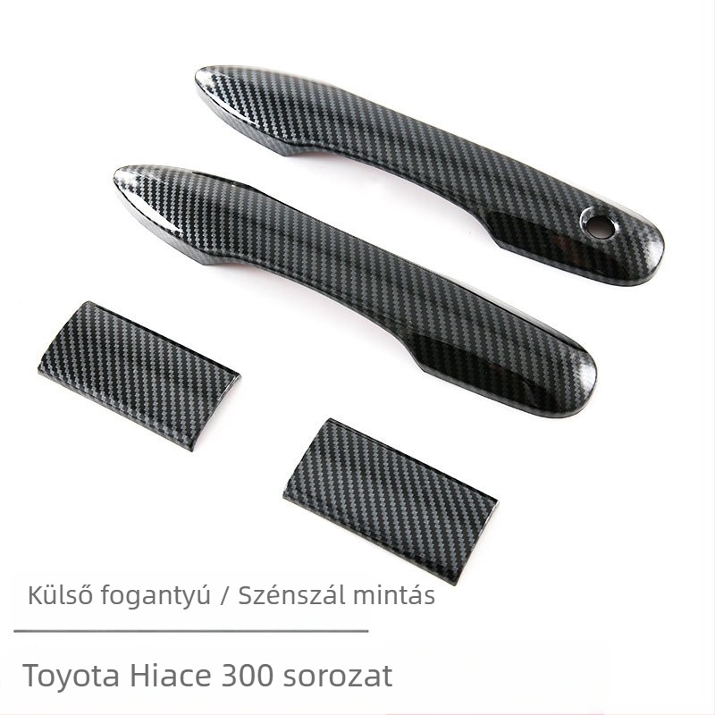 Toyota Hiace külső részéhez teljes autómatrica: ajtókilincs, visszapillantó tükör, első hűtőmaszk keret — ABS anyag, ragasztóval történő felhelyezés, testreszabás nélkül